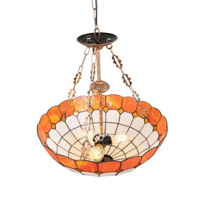 Brilagi - Tiffany-stil glasljuskrona SIENNA med kedja, 3xE27/60W/230V, Ø 50 cm