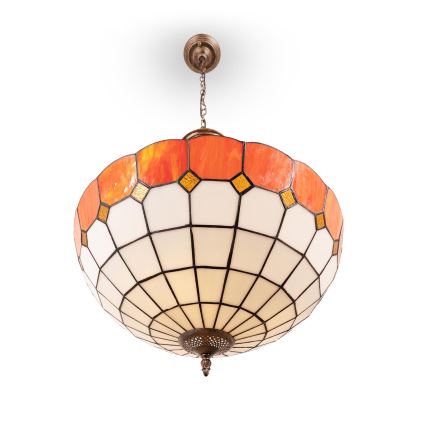 Brilagi - Tiffany-stil glasljuskrona SIENNA med kedja, 3xE27/60W/230V, Ø 50 cm