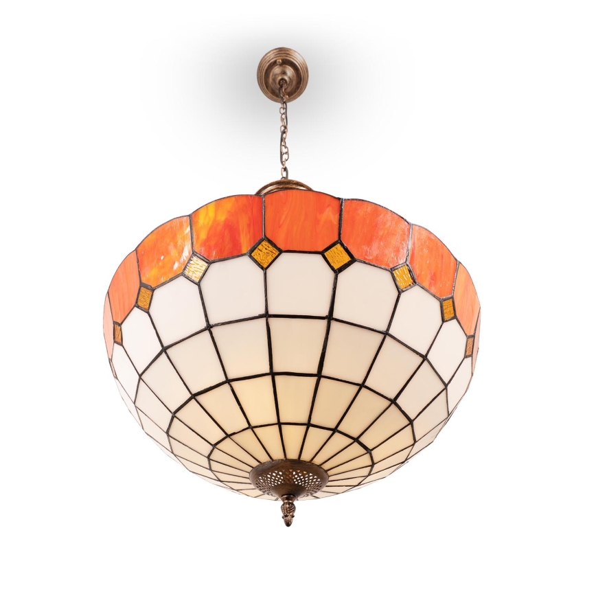 Brilagi - Tiffany-stil glasljuskrona SIENNA med kedja, 3xE27/60W/230V, Ø 50 cm