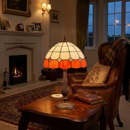 Brilagi - Tiffany-stil glasmosaik bordslampa SIENNA 2xE27/60W/230V