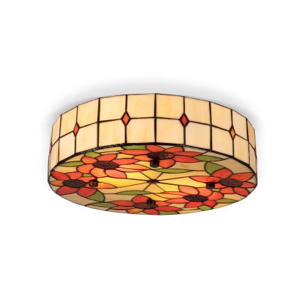 Brilagi - Tiffany-stil glasmosaik taklampa SUNFLOWER 3xE27/60W/230V Ø 40 cm