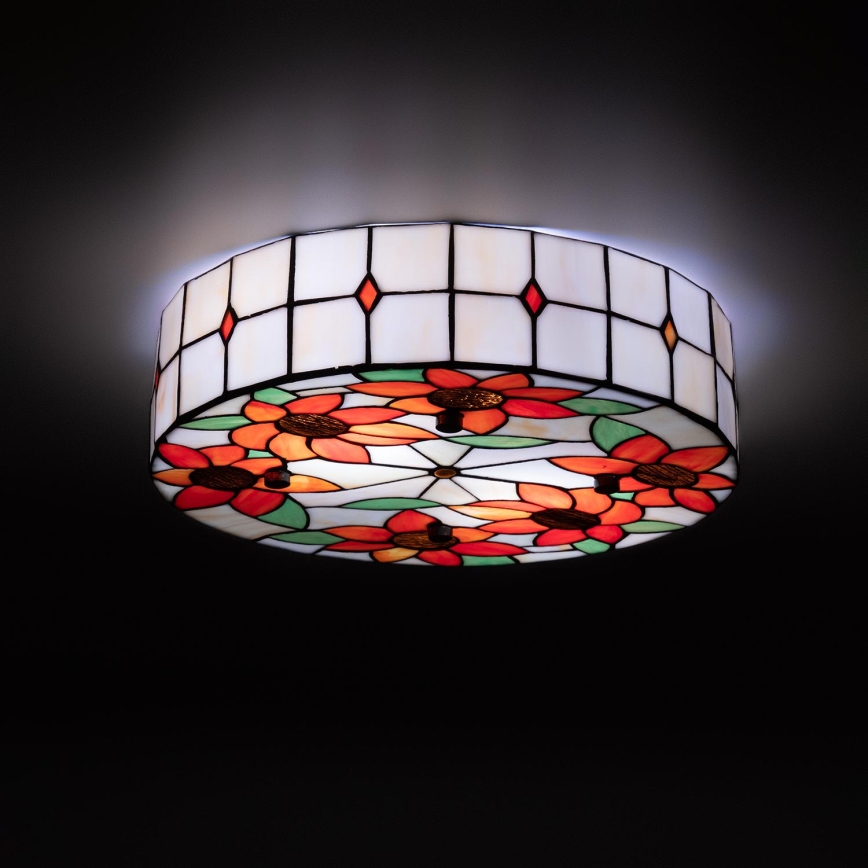 Brilagi - Tiffany-stil glasmosaik taklampa SUNFLOWER 3xE27/60W/230V Ø 40 cm