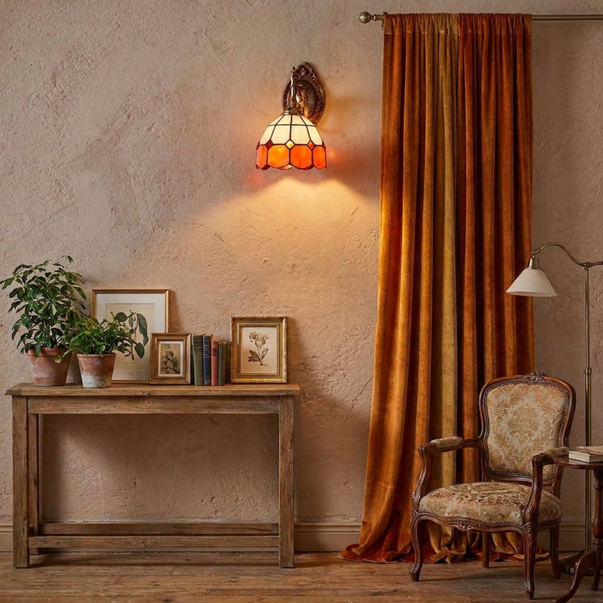 Brilagi - Tiffany-stil glasmosaik vägglampa SIENNA 1xE14/40W/230V