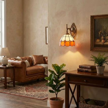 Brilagi - Tiffany-stil glasmosaik vägglampa SIENNA 1xE14/40W/230V