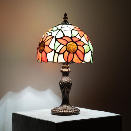 Brilagi - Tiffany-stil glasmosaikbordslampa SUNFLOWER 1xE27/60W/230V