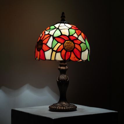 Brilagi - Tiffany-stil glasmosaikbordslampa SUNFLOWER 1xE27/60W/230V