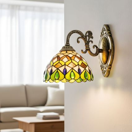Brilagi - Tiffany-stil glasmosaikvägglampa MARGARET 1xE27/40W/230V