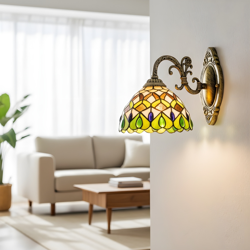 Brilagi - Tiffany-stil glasmosaikvägglampa MARGARET 1xE27/40W/230V