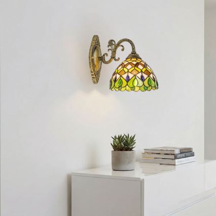Brilagi - Tiffany-stil glasmosaikvägglampa MARGARET 1xE27/40W/230V