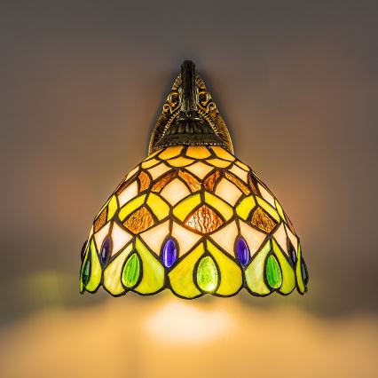 Brilagi - Tiffany-stil glasmosaikvägglampa MARGARET 1xE27/40W/230V
