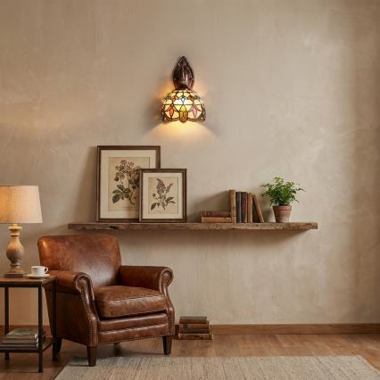 Brilagi - Tiffany-stil glasmosaikvägglampa MIRABELLA 1xE14/40W/230V