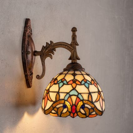 Brilagi - Tiffany-stil glasmosaikvägglampa MIRABELLA 1xE14/40W/230V
