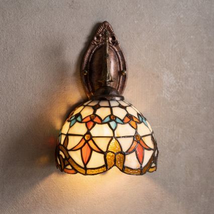 Brilagi - Tiffany-stil glasmosaikvägglampa MIRABELLA 1xE14/40W/230V