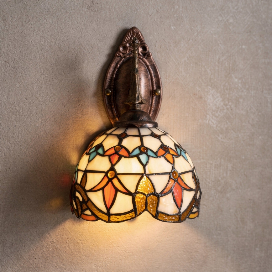 Brilagi - Tiffany-stil glasmosaikvägglampa MIRABELLA 1xE14/40W/230V