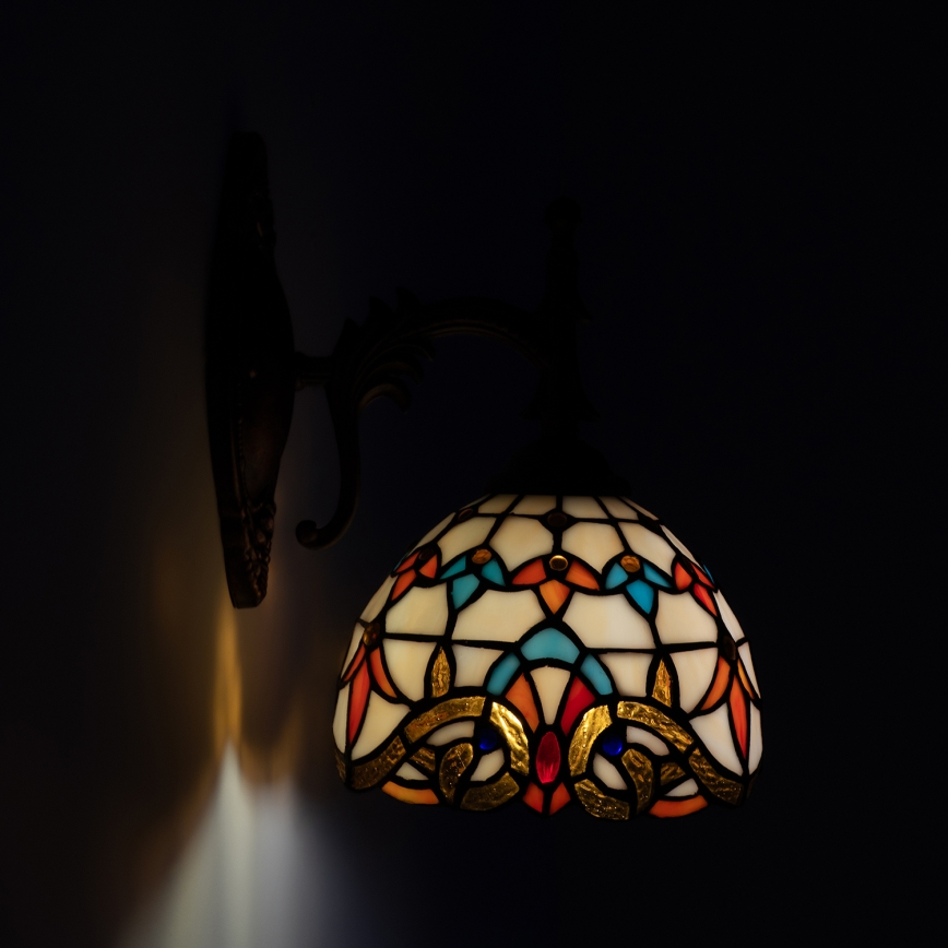 Brilagi - Tiffany-stil glasmosaikvägglampa MIRABELLA 1xE14/40W/230V