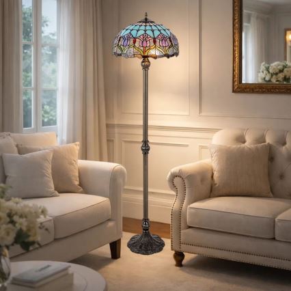 Brilagi - Tiffany-stil golvlampa LORAS 2xE27/60W/230V
