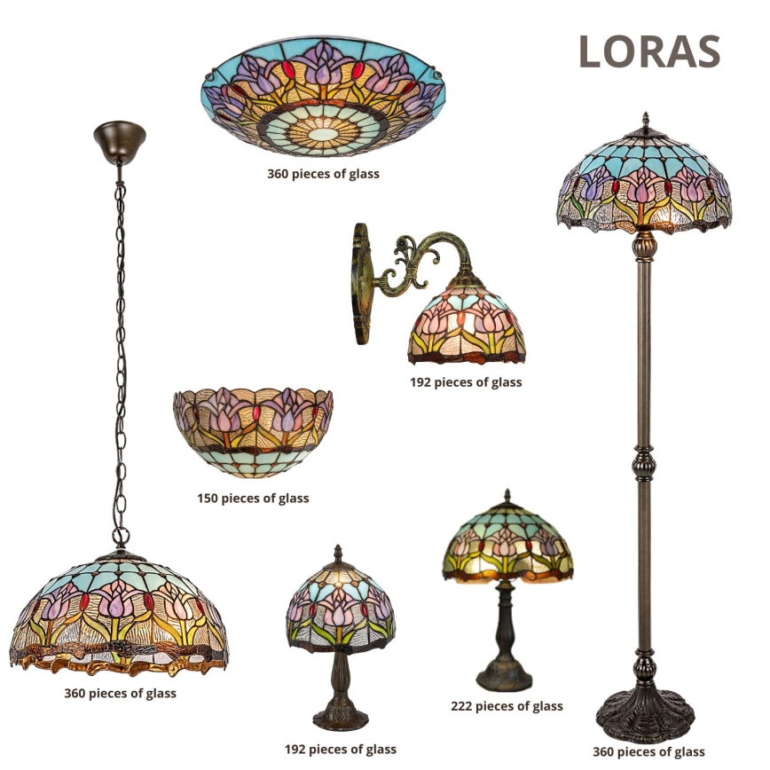 Brilagi - Tiffany-stil golvlampa LORAS 2xE27/60W/230V