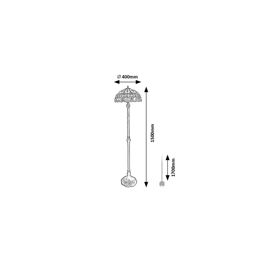 Brilagi - Tiffany-stil golvlampa LORAS 2xE27/60W/230V