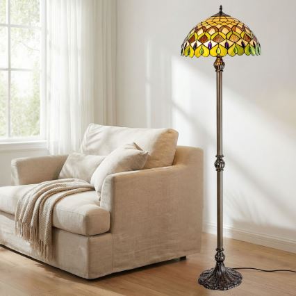 Brilagi - Tiffany-stil golvlampa MARGARET 2xE27/60W/230V