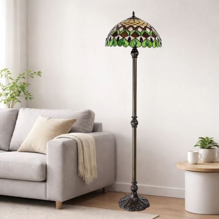 Brilagi - Tiffany-stil golvlampa MARGARET 2xE27/60W/230V