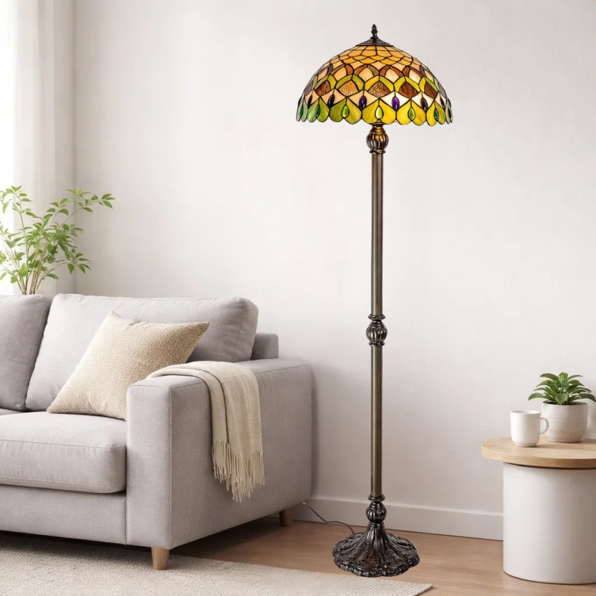 Brilagi - Tiffany-stil golvlampa MARGARET 2xE27/60W/230V