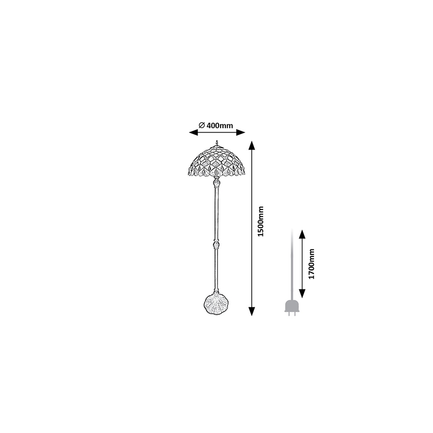 Brilagi - Tiffany-stil golvlampa MARGARET 2xE27/60W/230V