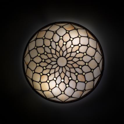 Brilagi - Tiffany-stil taklampa i glasmosaik, elfenben, 2xE27/60W/230V Ø 40 cm