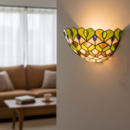 Brilagi - Tiffany-stil vägglampa i glasmosaik MARGARET 1xE27/40W/230V