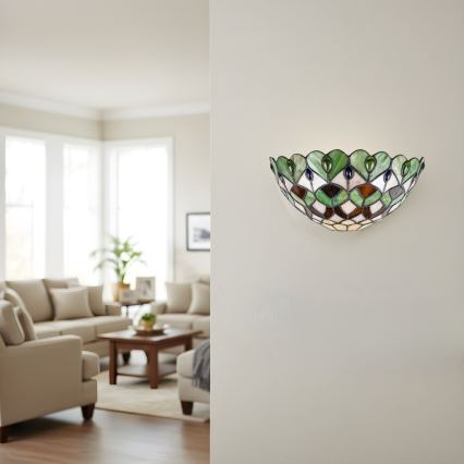 Brilagi - Tiffany-stil vägglampa i glasmosaik MARGARET 1xE27/40W/230V