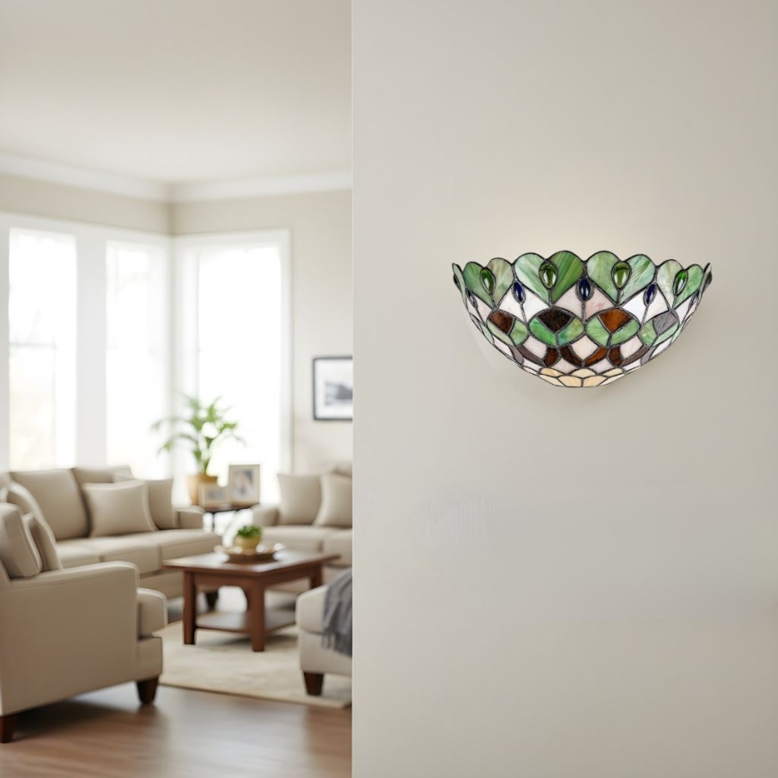 Brilagi - Tiffany-stil vägglampa i glasmosaik MARGARET 1xE27/40W/230V