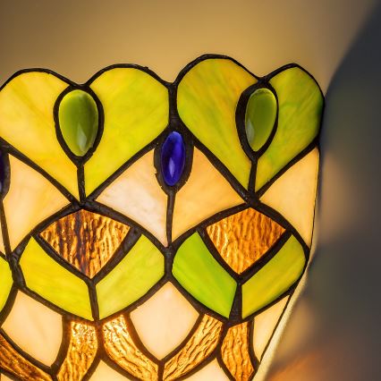 Brilagi - Tiffany-stil vägglampa i glasmosaik MARGARET 1xE27/40W/230V