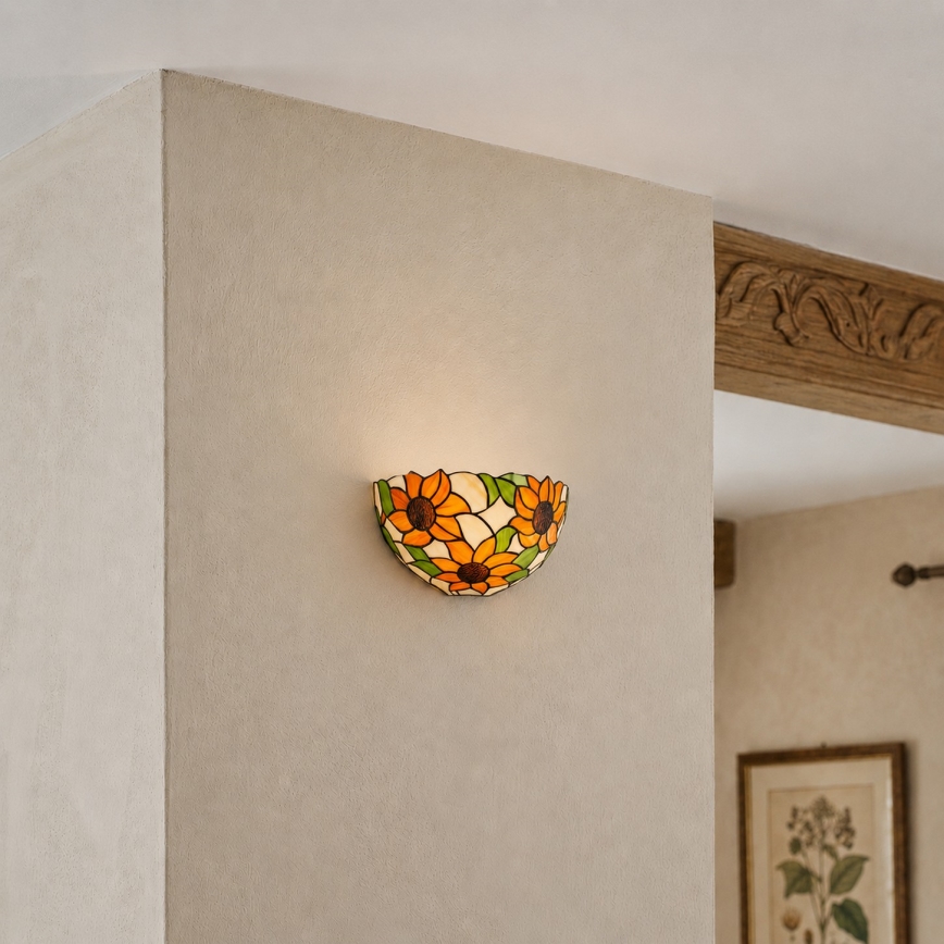 Brilagi - Tiffany-stil vägglampa i glasmosaik SUNFLOWER 1xE14/40W/230V