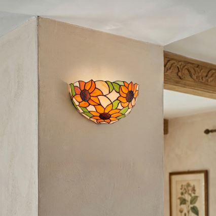Brilagi - Tiffany-stil vägglampa i glasmosaik SUNFLOWER 1xE14/40W/230V