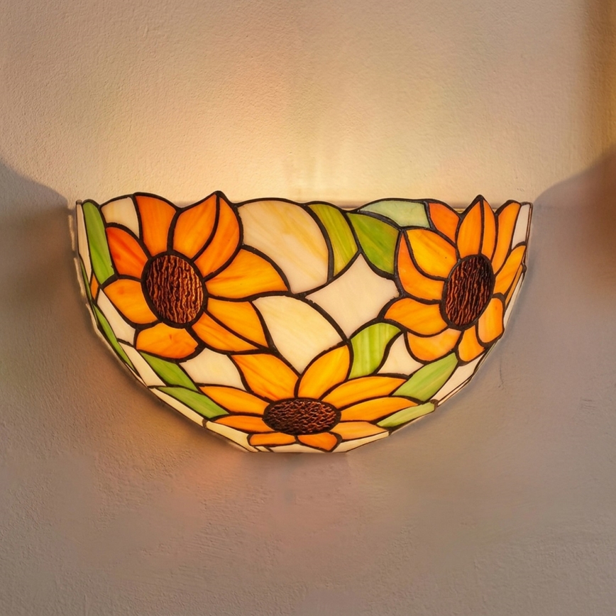 Brilagi - Tiffany-stil vägglampa i glasmosaik SUNFLOWER 1xE14/40W/230V