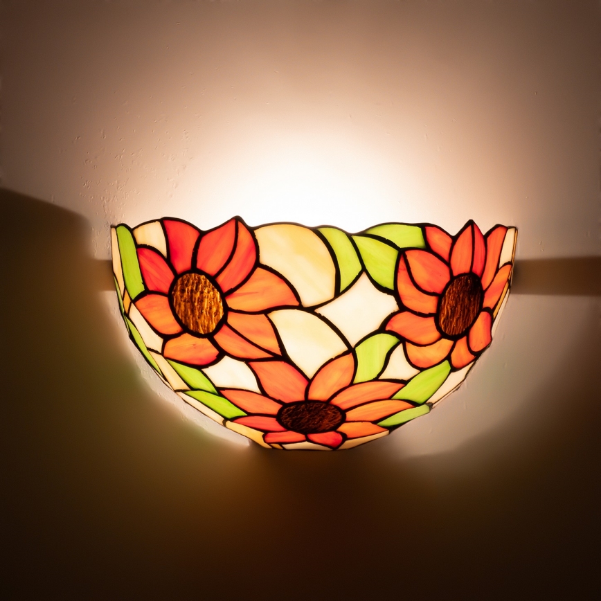 Brilagi - Tiffany-stil vägglampa i glasmosaik SUNFLOWER 1xE14/40W/230V