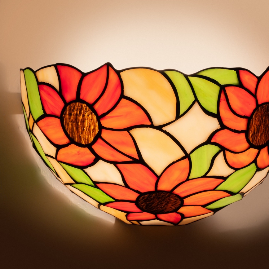 Brilagi - Tiffany-stil vägglampa i glasmosaik SUNFLOWER 1xE14/40W/230V