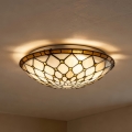 BRILAGI - Tiffany-taklampa i glasmosaik IVORY 2xE27/60W/230V Ø 40 cm