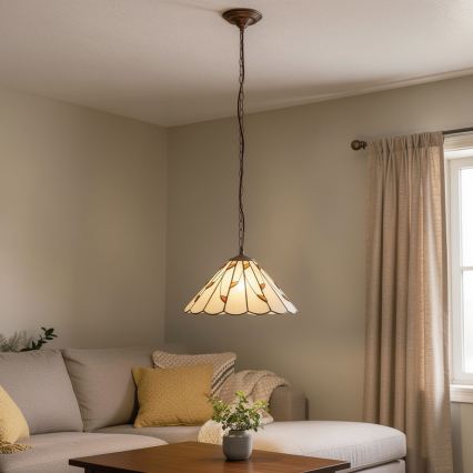 Brilagi - Tiffany-taklampa i glasmosaik på kedja FOLIA 1xE27/60W/230V Ø 40 cm