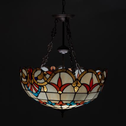 Brilagi - Tiffany-taklampa i glasmosaik på kedja MIRABELLA, 3 x E27 (max 60 W), 230 V, Ø 50 cm
