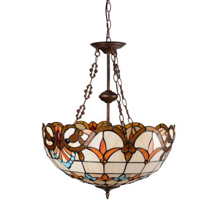 Brilagi - Tiffany-taklampa i glasmosaik på kedja MIRABELLA, 3 x E27 (max 60 W), 230 V, Ø 50 cm