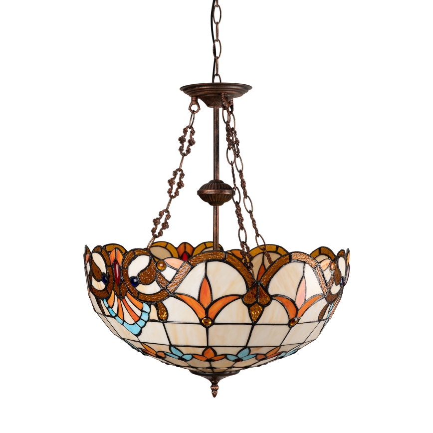 Brilagi - Tiffany-taklampa i glasmosaik på kedja MIRABELLA, 3 x E27 (max 60 W), 230 V, Ø 50 cm