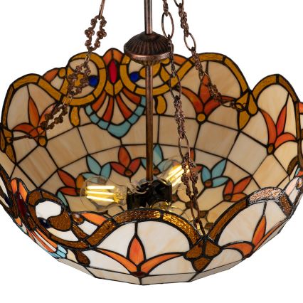 Brilagi - Tiffany-taklampa i glasmosaik på kedja MIRABELLA, 3 x E27 (max 60 W), 230 V, Ø 50 cm