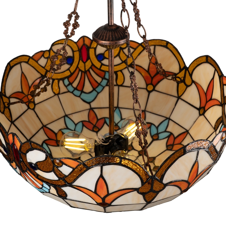 Brilagi - Tiffany-taklampa i glasmosaik på kedja MIRABELLA, 3 x E27 (max 60 W), 230 V, Ø 50 cm