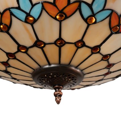 Brilagi - Tiffany-taklampa i glasmosaik på kedja MIRABELLA, 3 x E27 (max 60 W), 230 V, Ø 50 cm