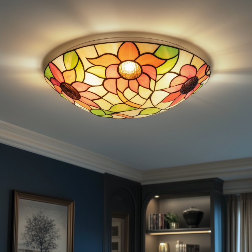 Brilagi - Tiffany-taklampa i glasmosaik SUNFLOWER 2xE27/60W/230V Ø 40 cm