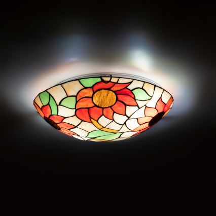 Brilagi - Tiffany-taklampa i glasmosaik SUNFLOWER 2xE27/60W/230V Ø 40 cm