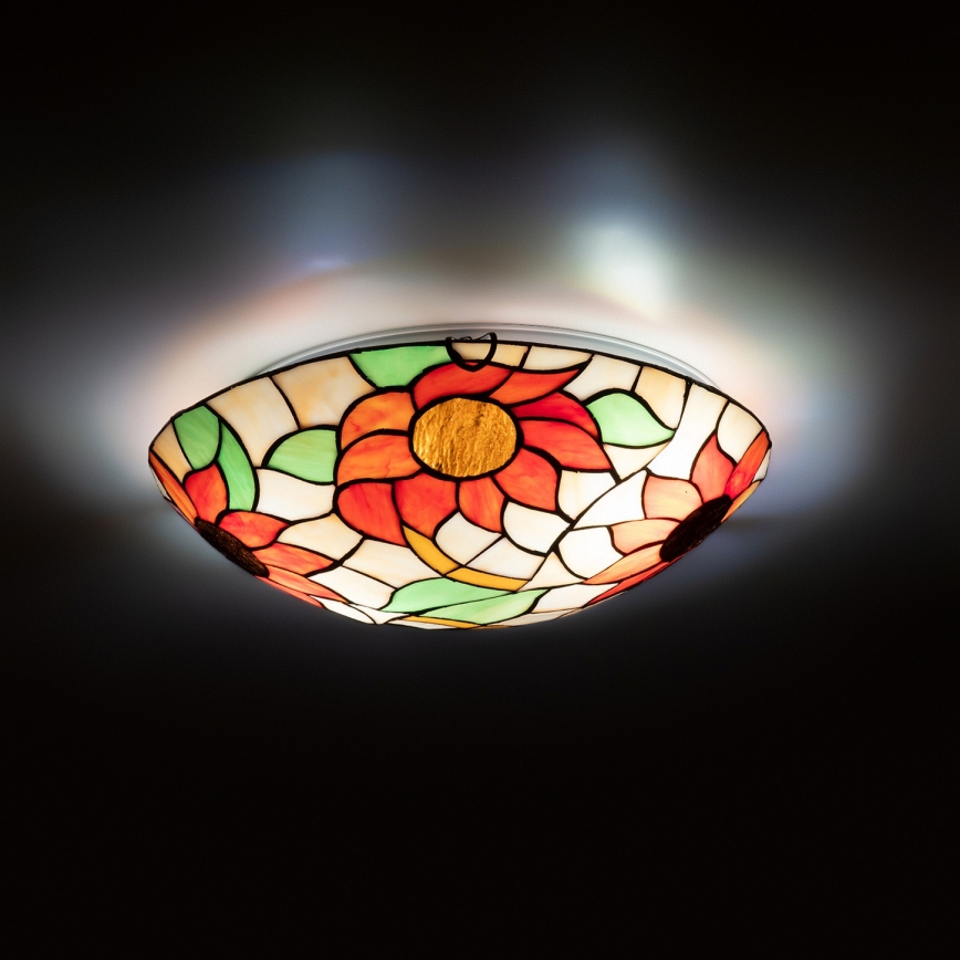 Brilagi - Tiffany-taklampa i glasmosaik SUNFLOWER 2xE27/60W/230V Ø 40 cm