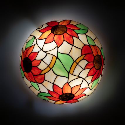 Brilagi - Tiffany-taklampa i glasmosaik SUNFLOWER 2xE27/60W/230V Ø 40 cm