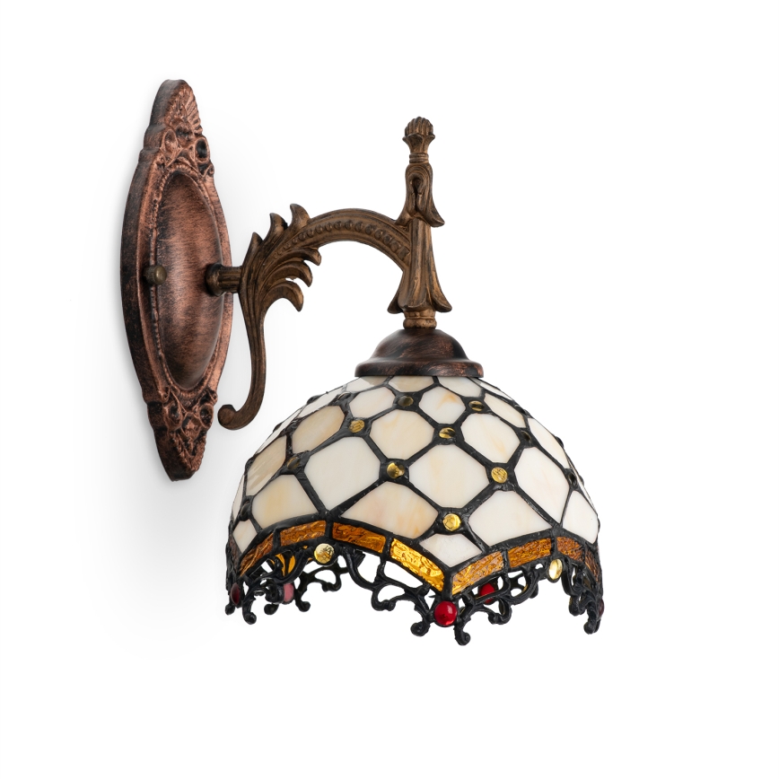 Brilagi - Tiffany-vägglampa i glasmosaik Elfenben 1xE14/40W/230V