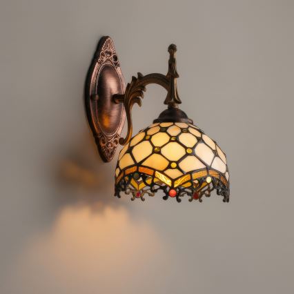 Brilagi - Tiffany-vägglampa i glasmosaik Elfenben 1xE14/40W/230V